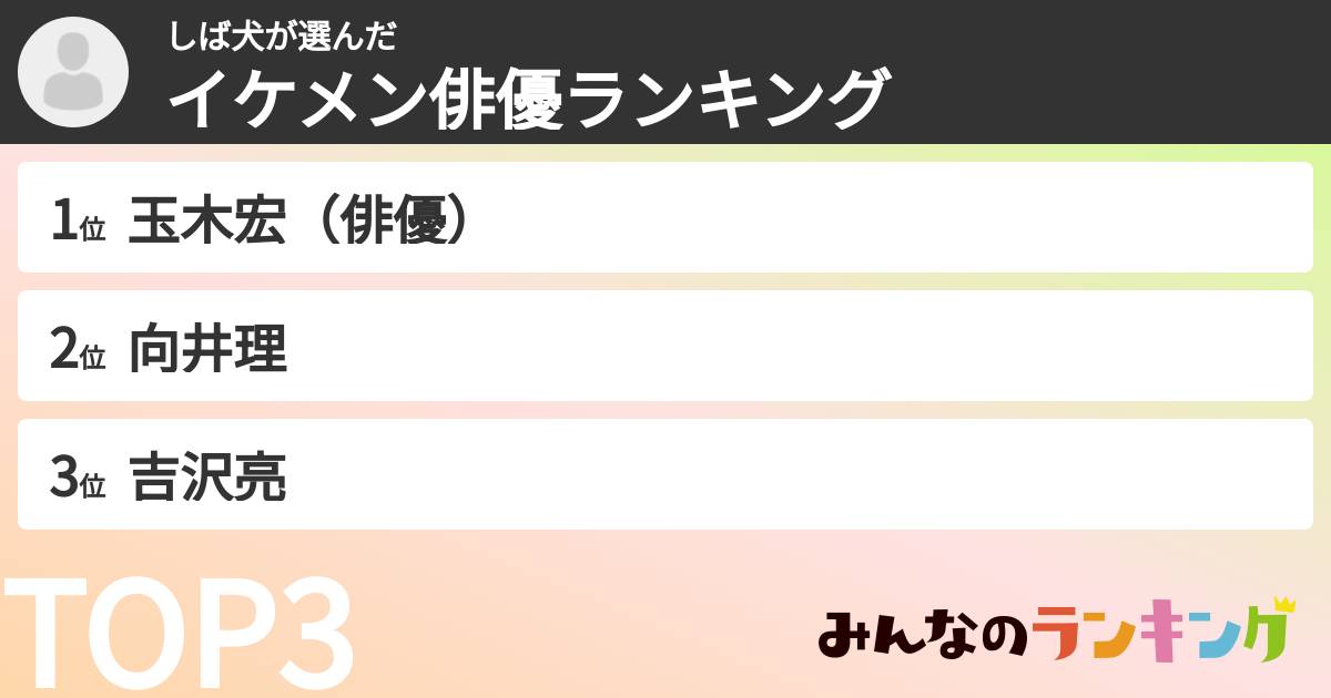 しば犬さんの「イケメン俳優ランキング」