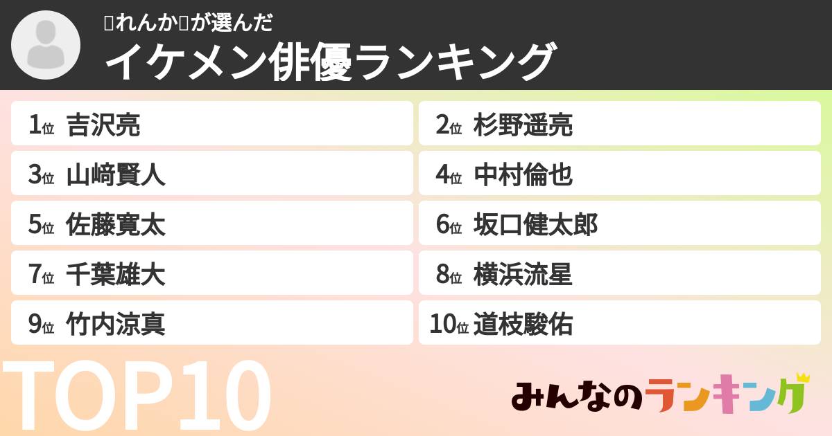 🐇れんか💗さんの「イケメン俳優ランキング」