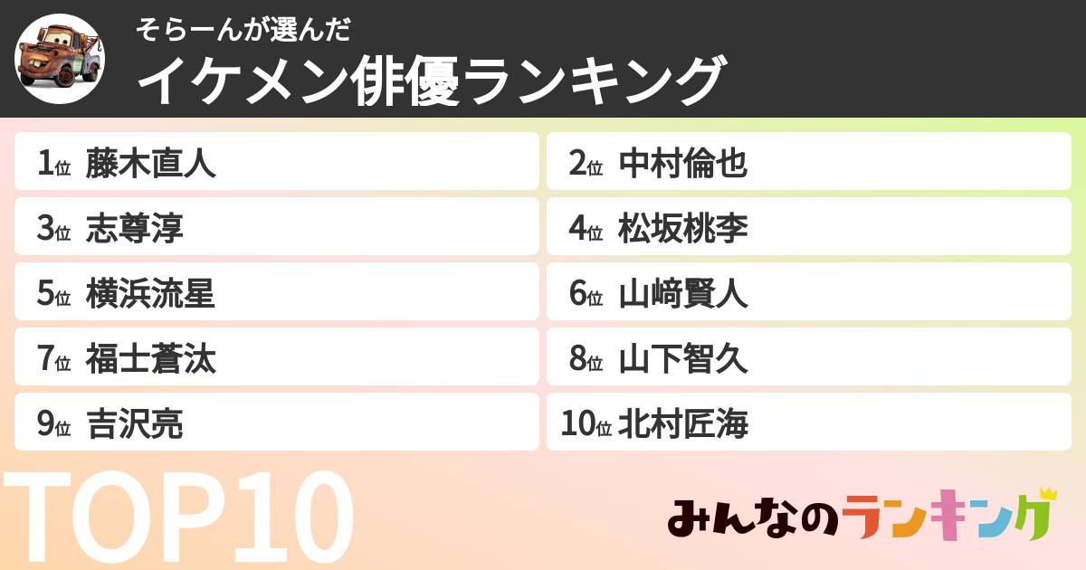 そらーんさんの「イケメン俳優ランキング」