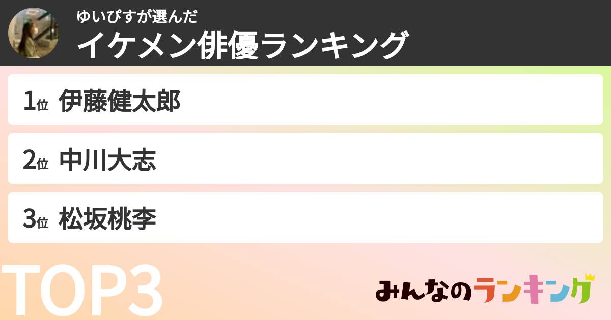 ゆいぴすさんの「イケメン俳優ランキング」