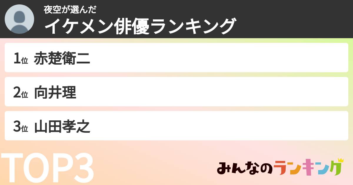 夜空さんの「イケメン俳優ランキング」