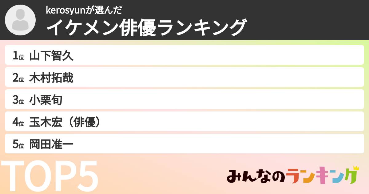 kerosyunさんの「イケメン俳優ランキング」