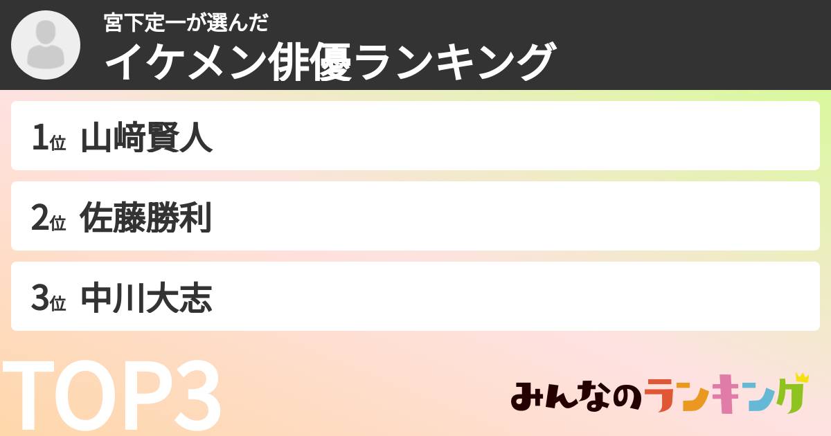 宮下定一さんの「イケメン俳優ランキング」