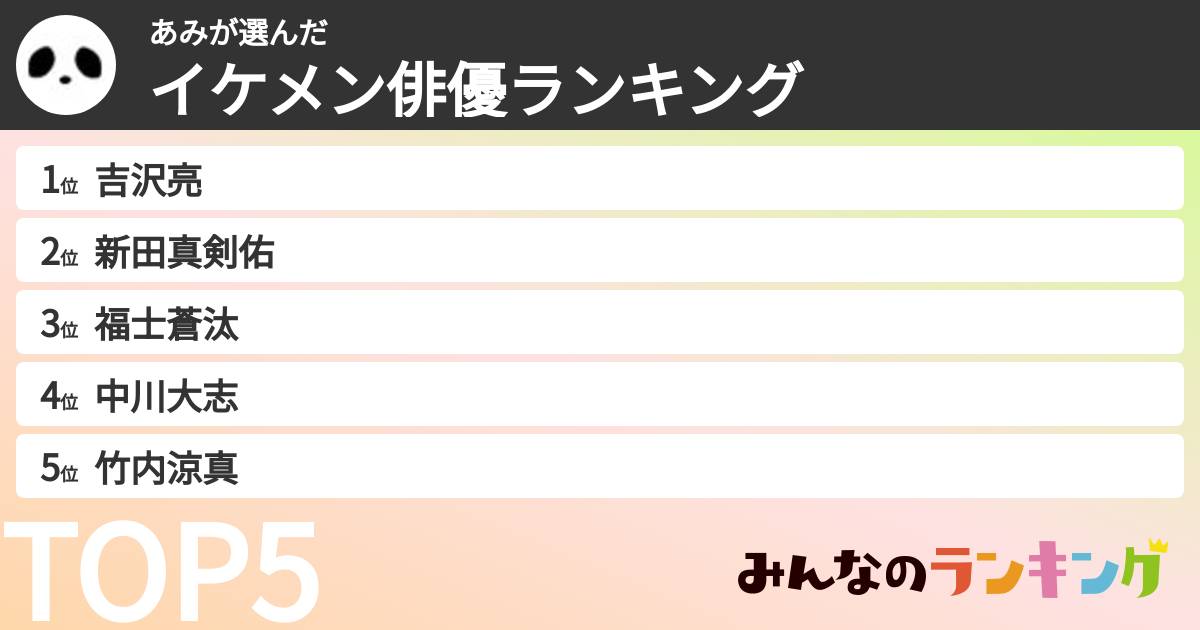 あみさんの「イケメン俳優ランキング」