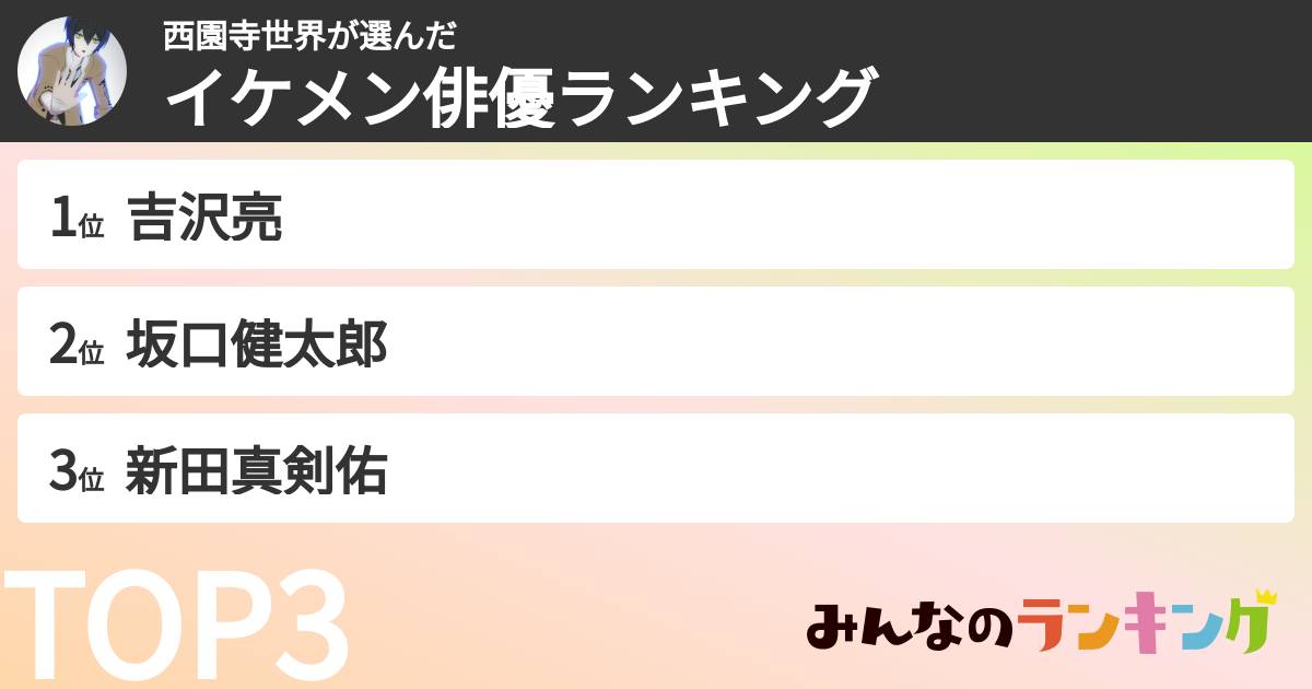 西園寺世界さんの「イケメン俳優ランキング」