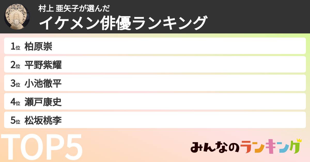 村上 亜矢子さんの「イケメン俳優ランキング」