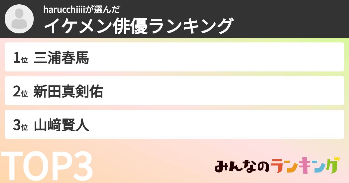 harucchiiiiさんの「イケメン俳優ランキング」