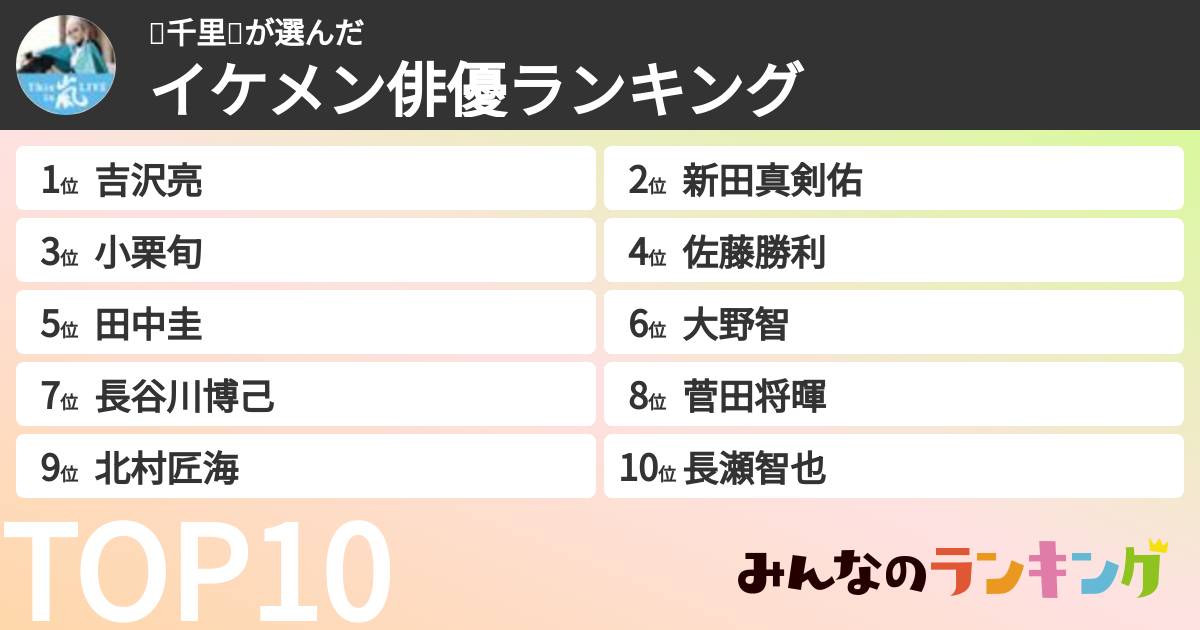💟千里💟さんの「イケメン俳優ランキング」
