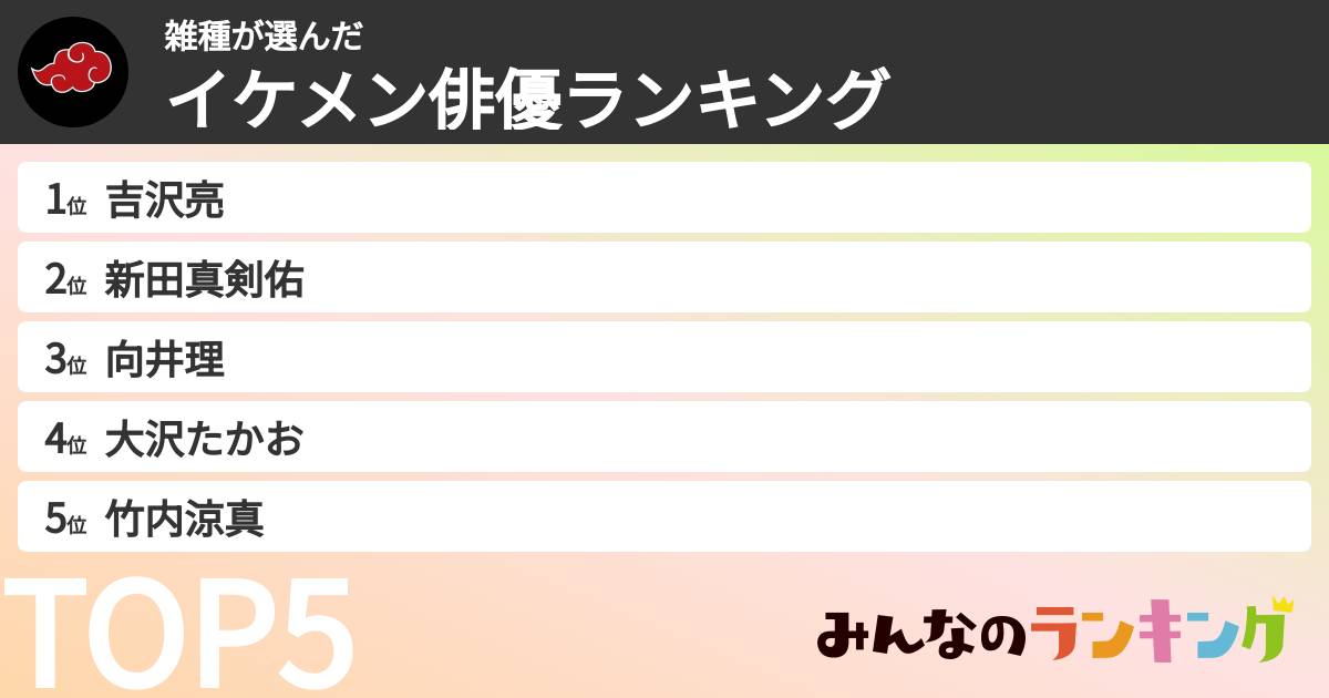 雑種さんの「イケメン俳優ランキング」