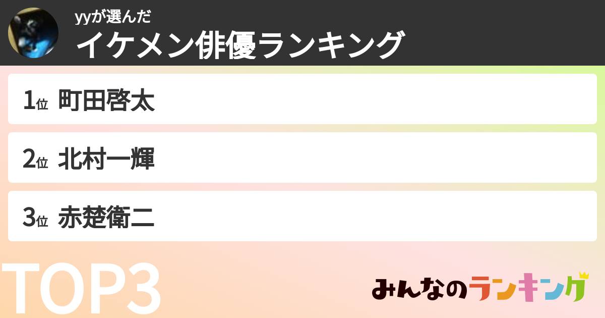 yyさんの「イケメン俳優ランキング」