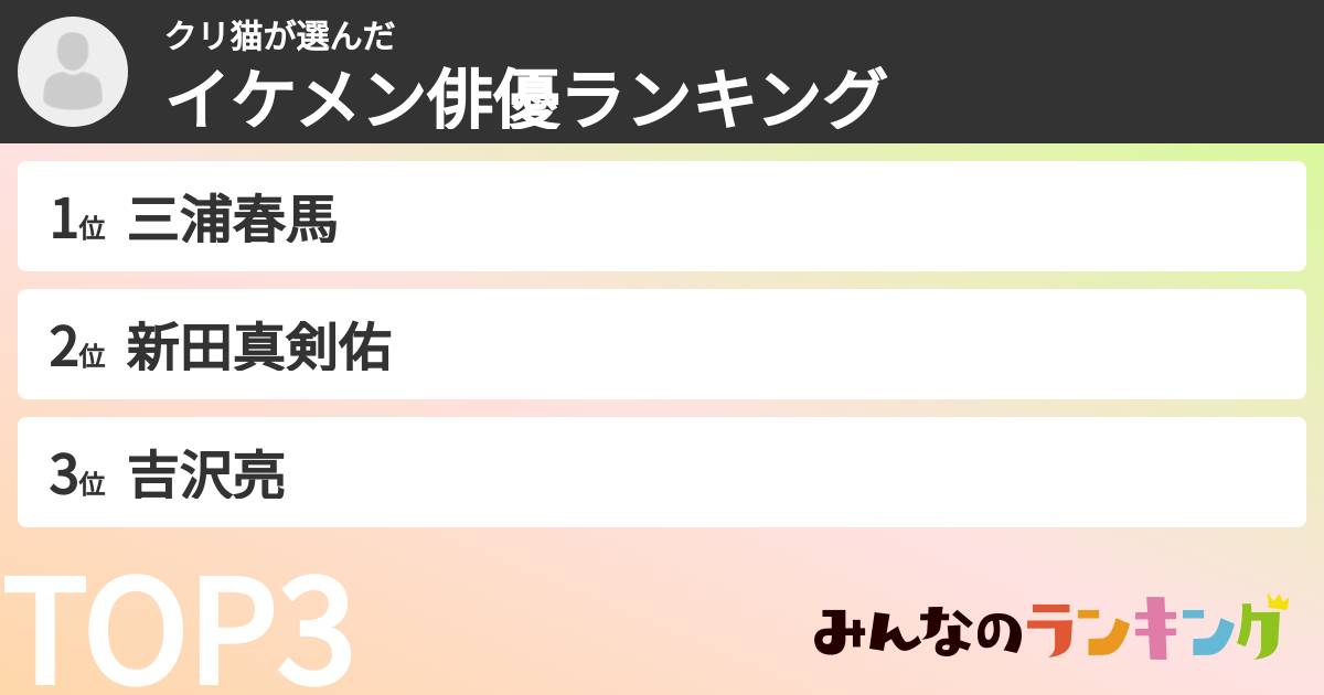 クリ猫さんの「イケメン俳優ランキング」