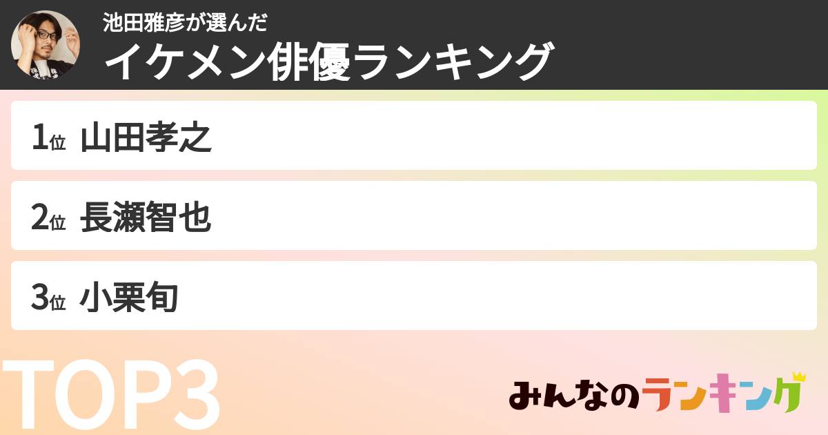 池田雅彦さんの「イケメン俳優ランキング」