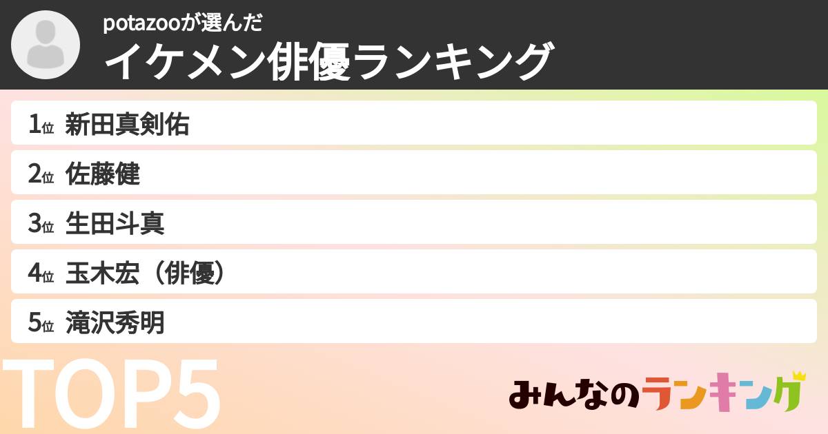 potazooさんの「イケメン俳優ランキング」