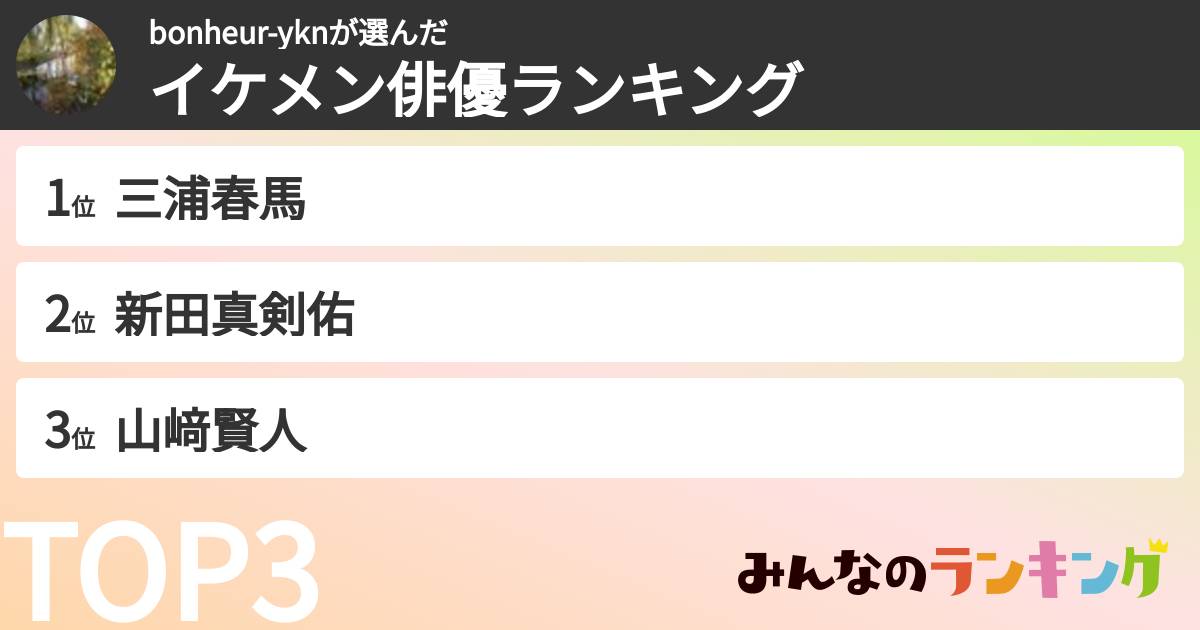 bonheur-yknさんの「イケメン俳優ランキング」