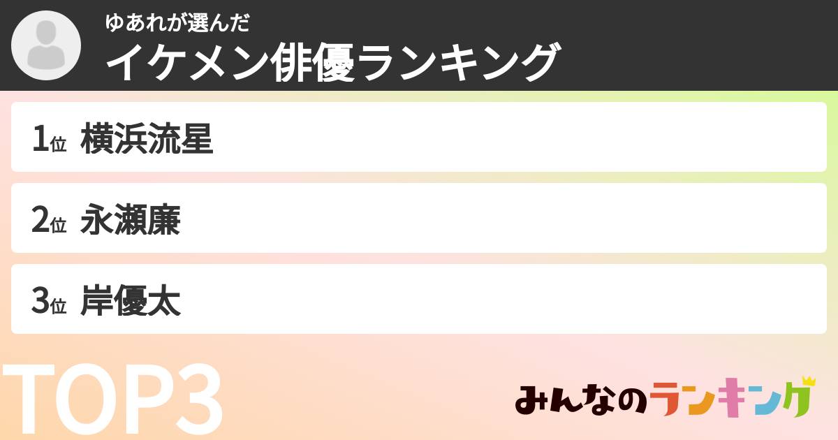 ゆあれさんの「イケメン俳優ランキング」