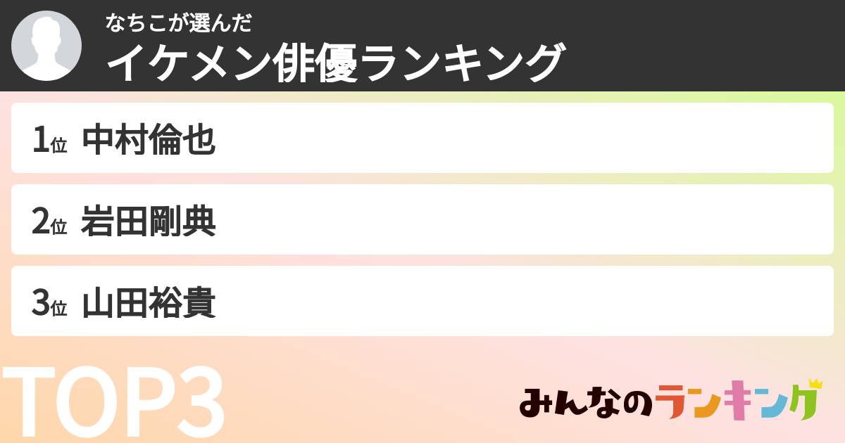 なちこさんの「イケメン俳優ランキング」
