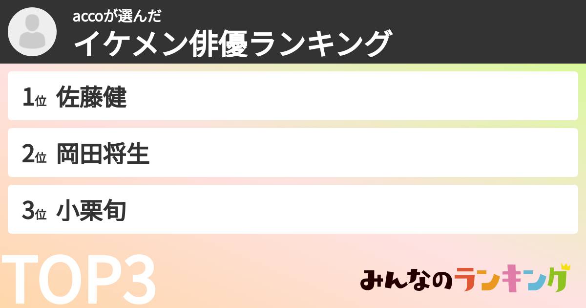 accoさんの「イケメン俳優ランキング」