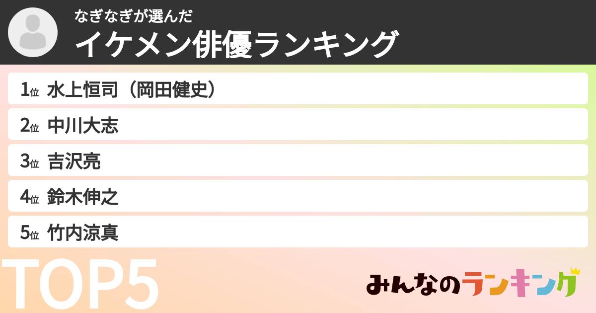 なぎなぎさんの「イケメン俳優ランキング」