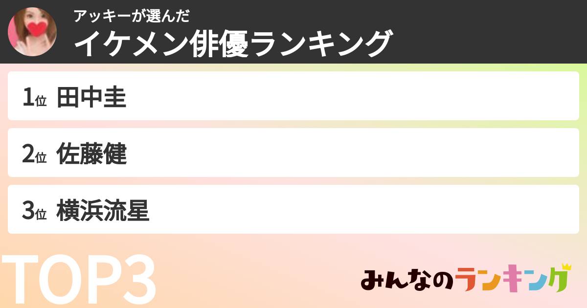 アッキーさんの「イケメン俳優ランキング」