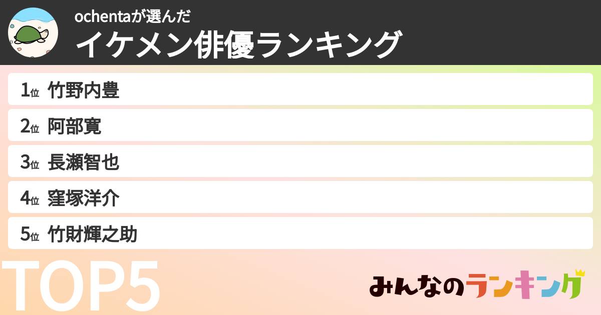 ochentaさんの「イケメン俳優ランキング」