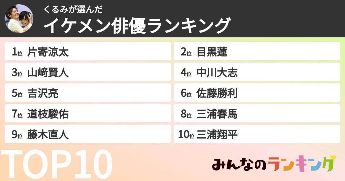 くるみさんの「イケメン俳優ランキング」