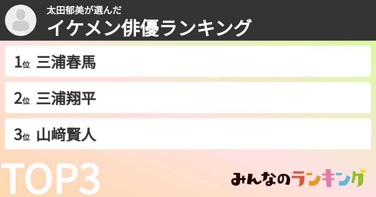 太田郁美さんの「イケメン俳優ランキング」