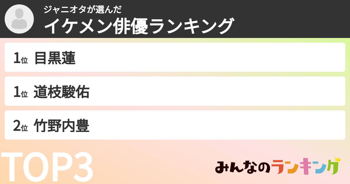 ジャニオタさんの「イケメン俳優ランキング」