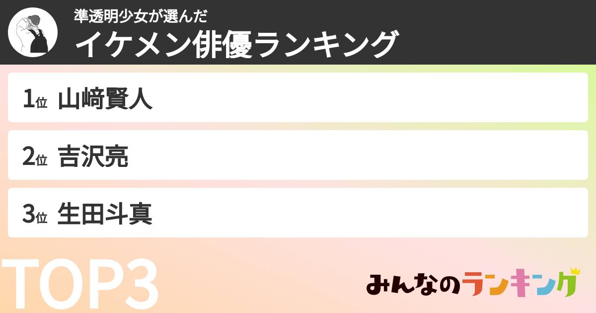 準透明少女さんの「イケメン俳優ランキング」