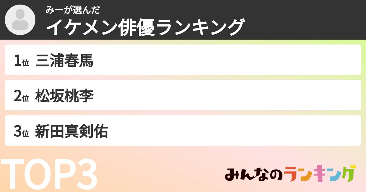 みーさんの「イケメン俳優ランキング」