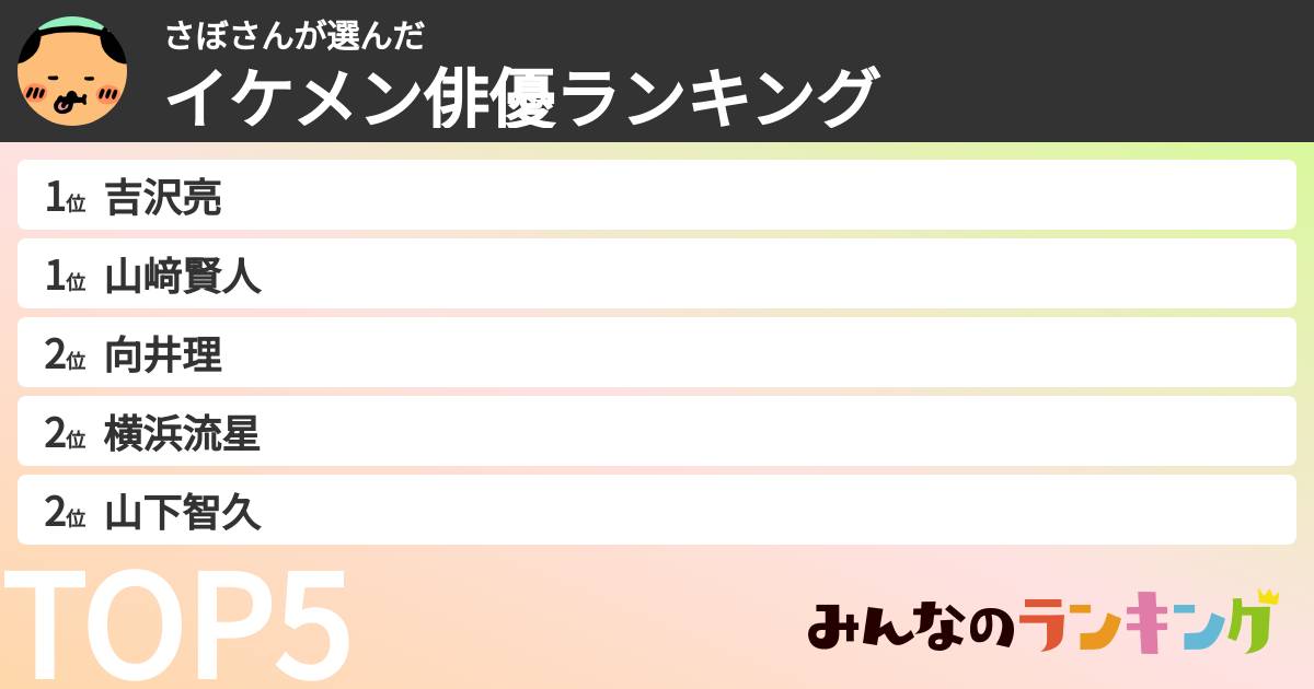 さぼさんさんの「イケメン俳優ランキング」