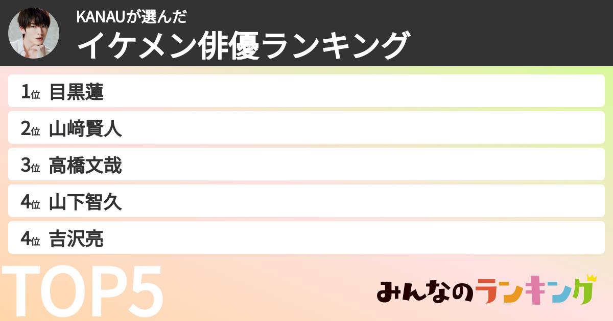 KANAUさんの「イケメン俳優ランキング」