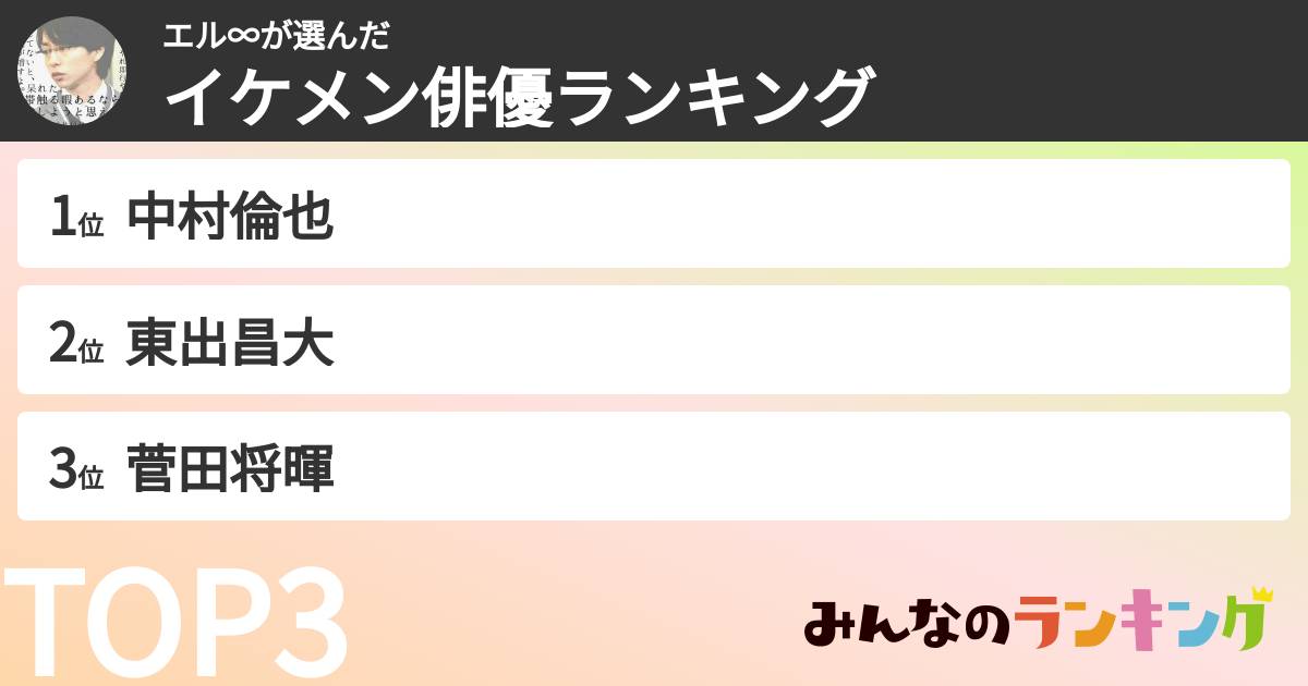 エル∞さんの「イケメン俳優ランキング」
