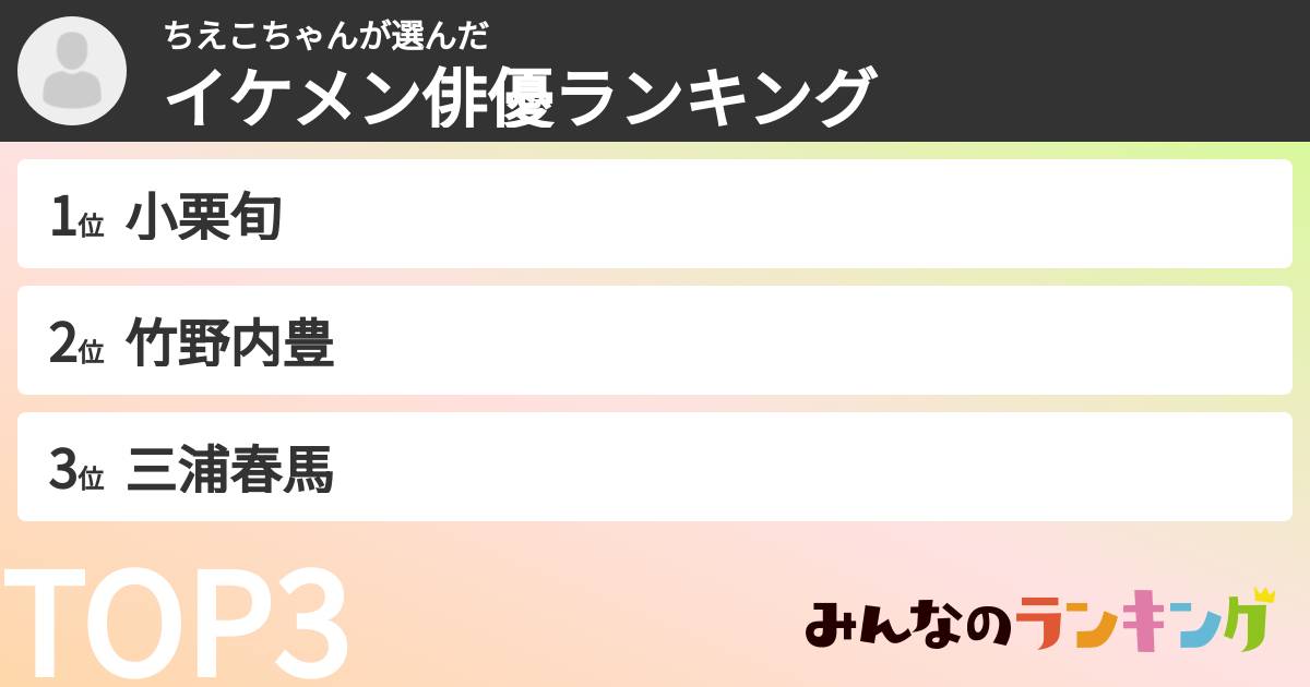 ちえこちゃんさんの「イケメン俳優ランキング」