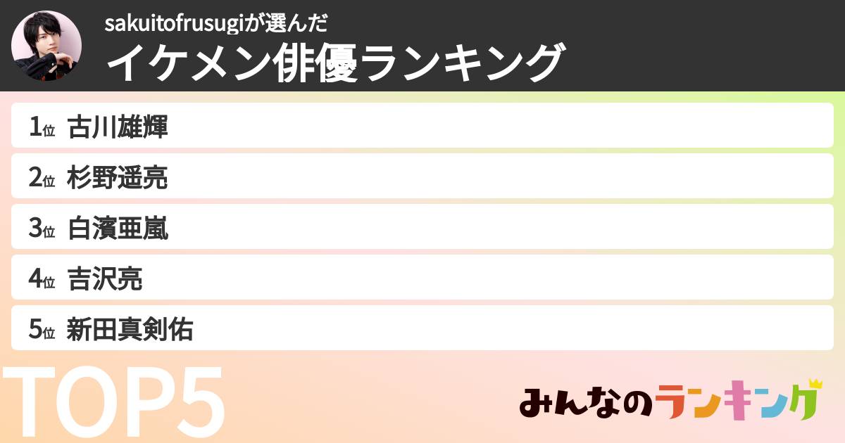 sakuitofrusugiさんの「イケメン俳優ランキング」