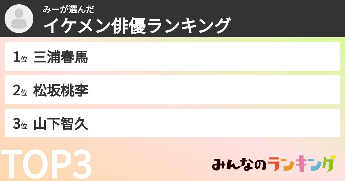 みーさんの「イケメン俳優ランキング」