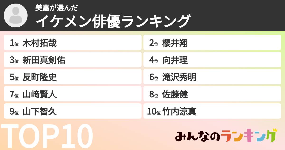 美嘉さんの「イケメン俳優ランキング」