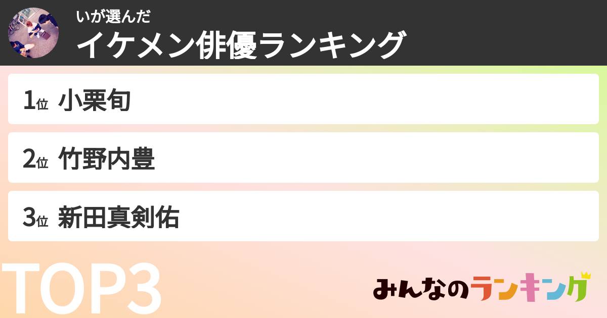 いさんの「イケメン俳優ランキング」