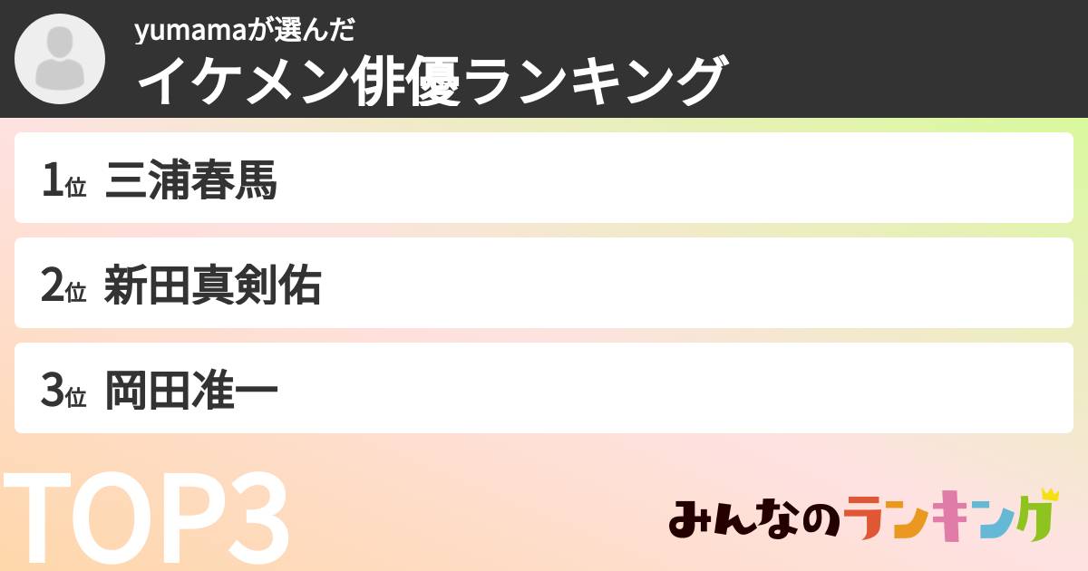 yumamaさんの「イケメン俳優ランキング」