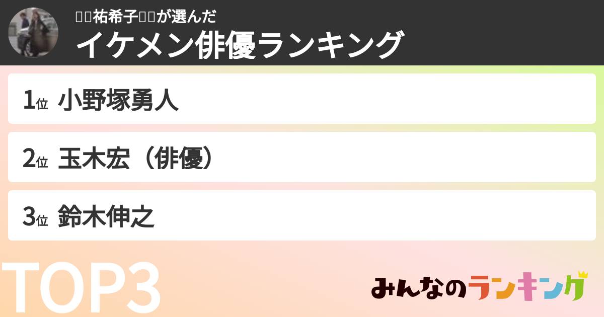 🌹💫祐希子🎼✨さんの「イケメン俳優ランキング」