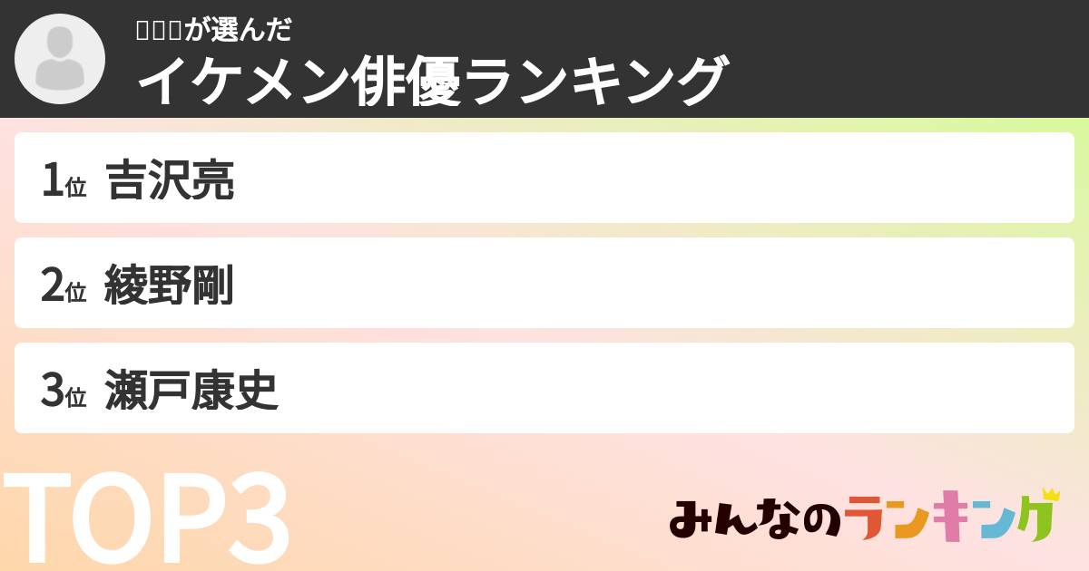 사랑김さんの「イケメン俳優ランキング」