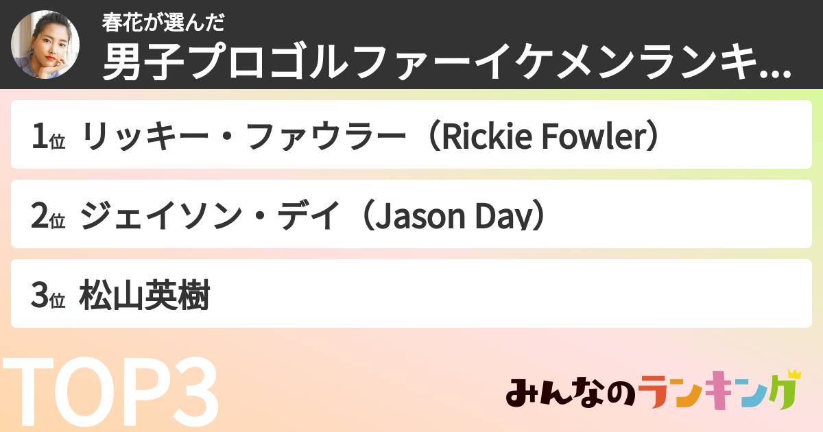 春花さんの「好きな男子プロゴルファーランキング」