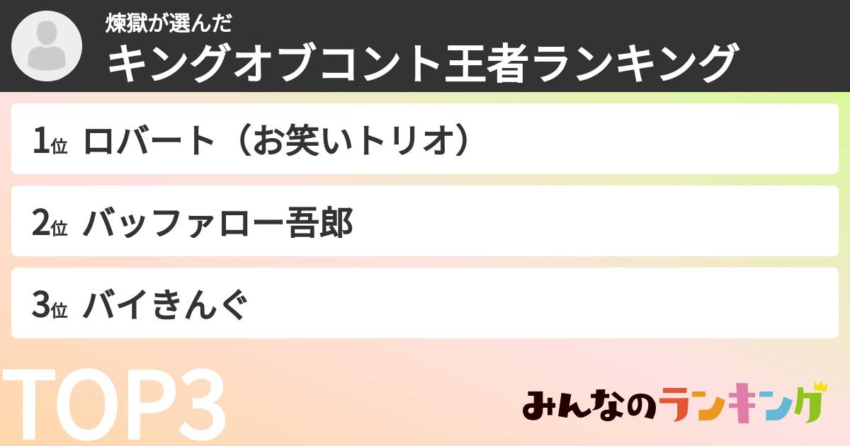 煉獄さんの「キングオブコント王者ランキング」