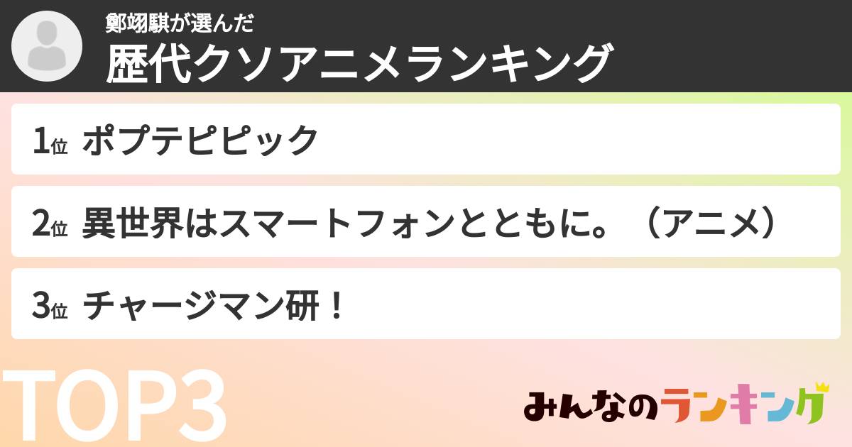鄭翊騏さんの「歴代クソアニメランキング」