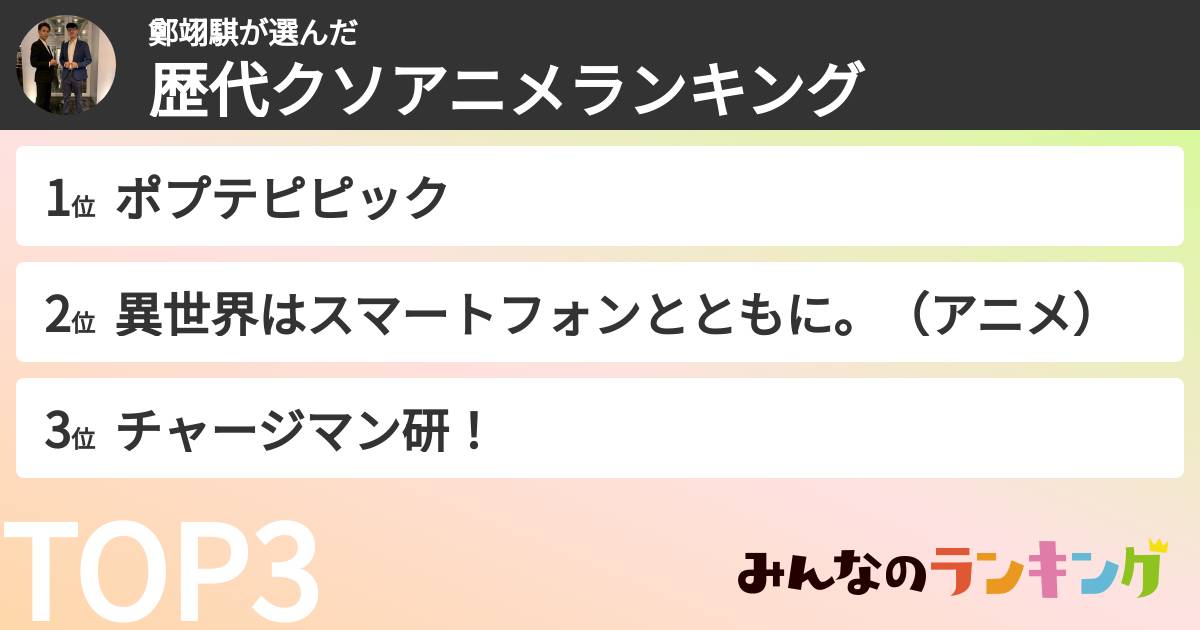 鄭翊騏さんの「歴代クソアニメランキング」
