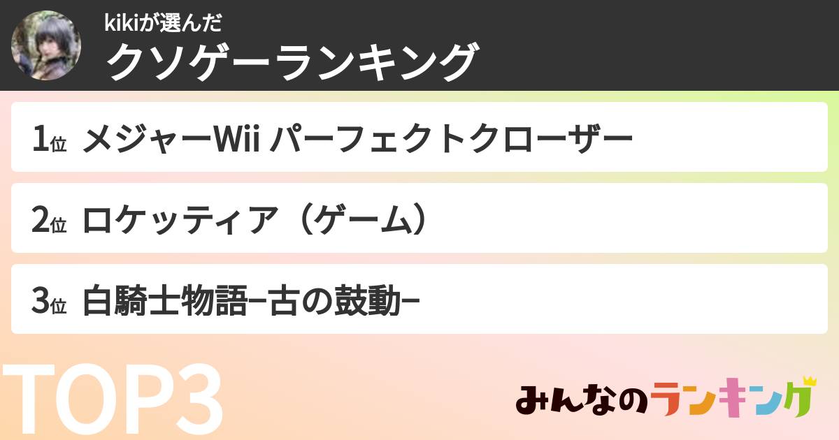 kikiさんの「クソゲーランキング」
