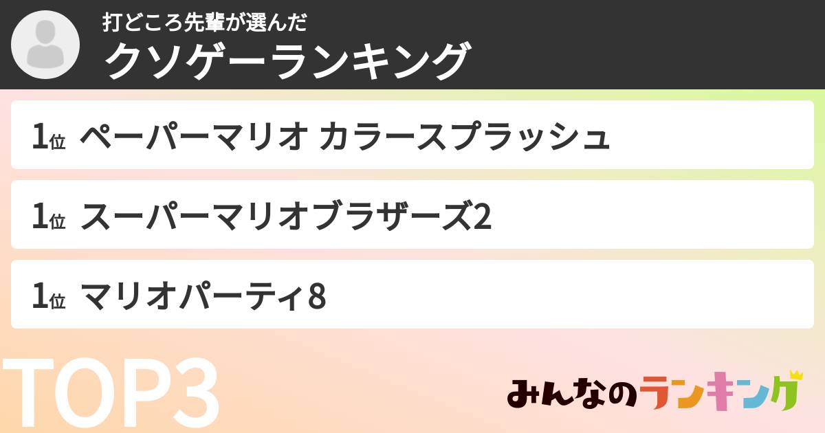 打どころ先輩さんの「クソゲーランキング」