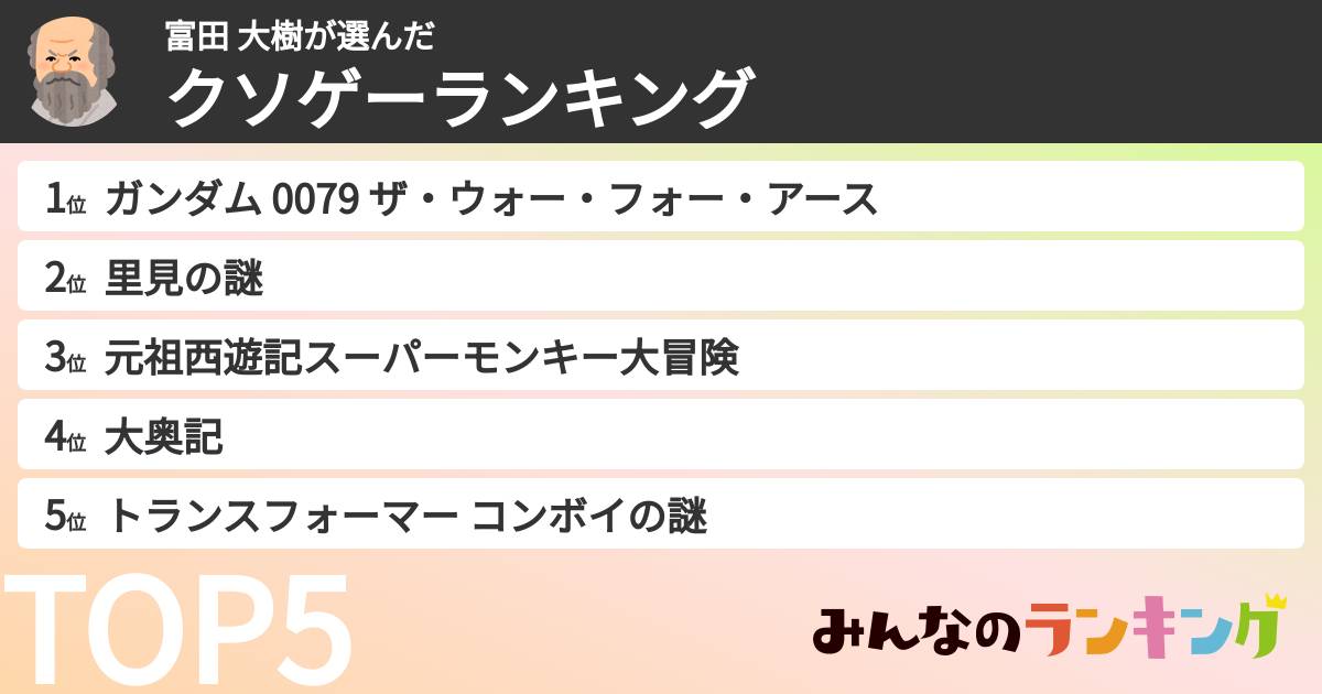 富田 大樹さんの「クソゲーランキング」