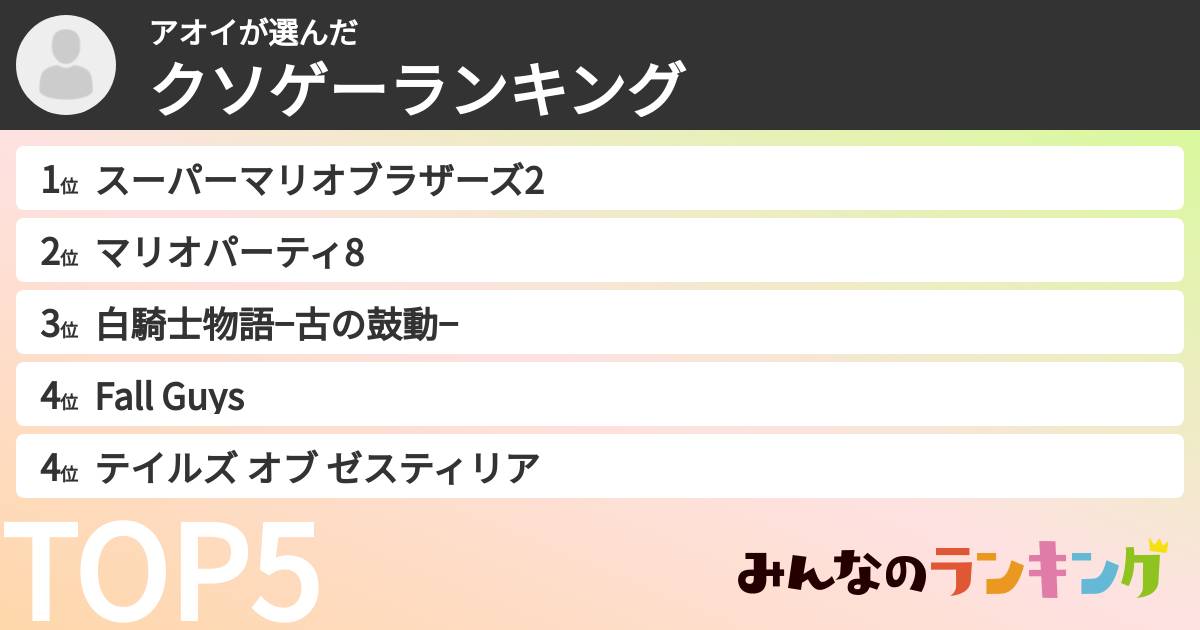 アオイさんの「クソゲーランキング」