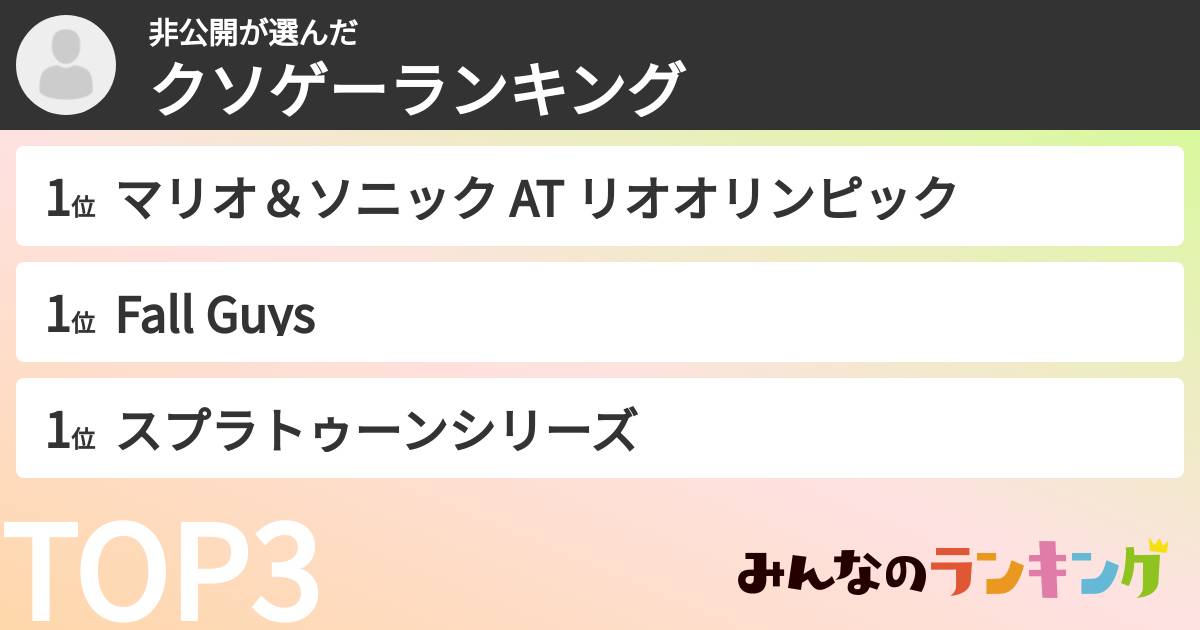非公開さんの「クソゲーランキング」