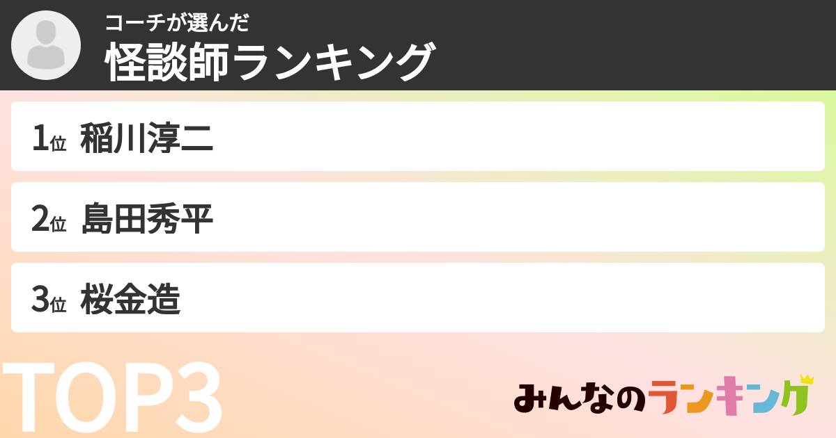 コーチさんの「怪談師ランキング」